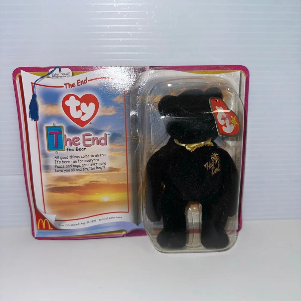Ty The End Bear Teenie Beanie Babies McDonald's 2000 - Black Vintage New in Box
